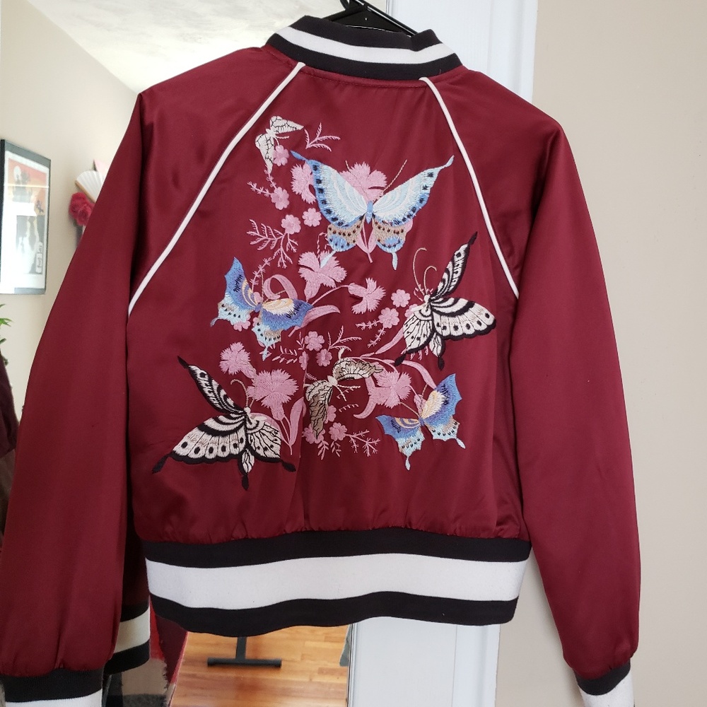 Aritzia Wilfred Free Embroidered Bomber Jacket